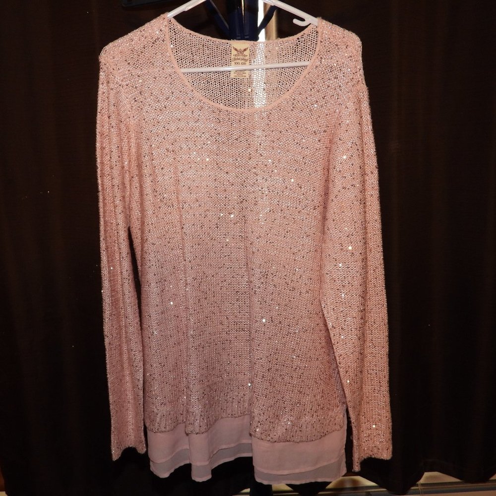Faded Glory Pink Sequin Sweater